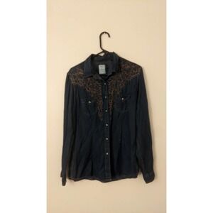 Panhandle Rough Stock Tencel Denim Embroidered Large Shirt
